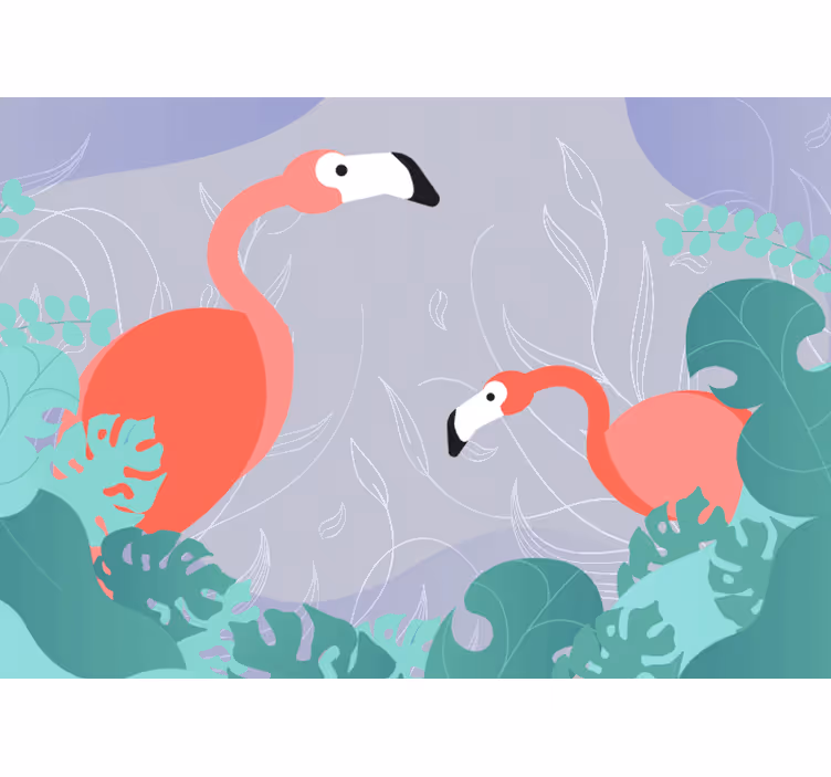 Mural de animales familia de flamencos - TenVinilo