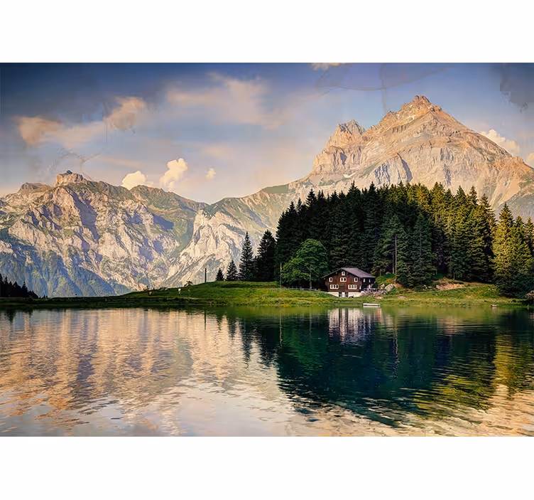 Mural de paisajes escapada al lago de montaña - TenVinilo