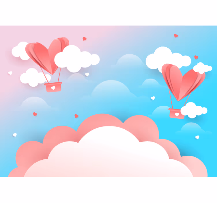 Mural infantil Diseño de globos aerostáticos rosa - TenVinilo