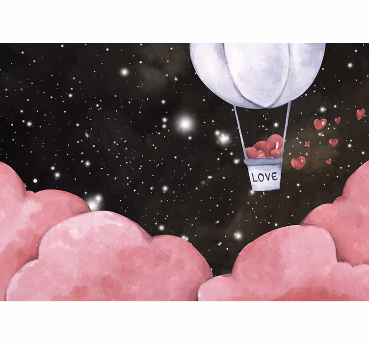 Mural de amor viaje del globo corazón - TenVinilo