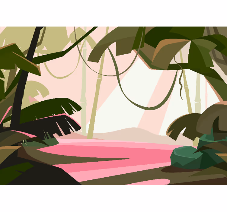 Mural de selva escena tropical exuberante - TenVinilo