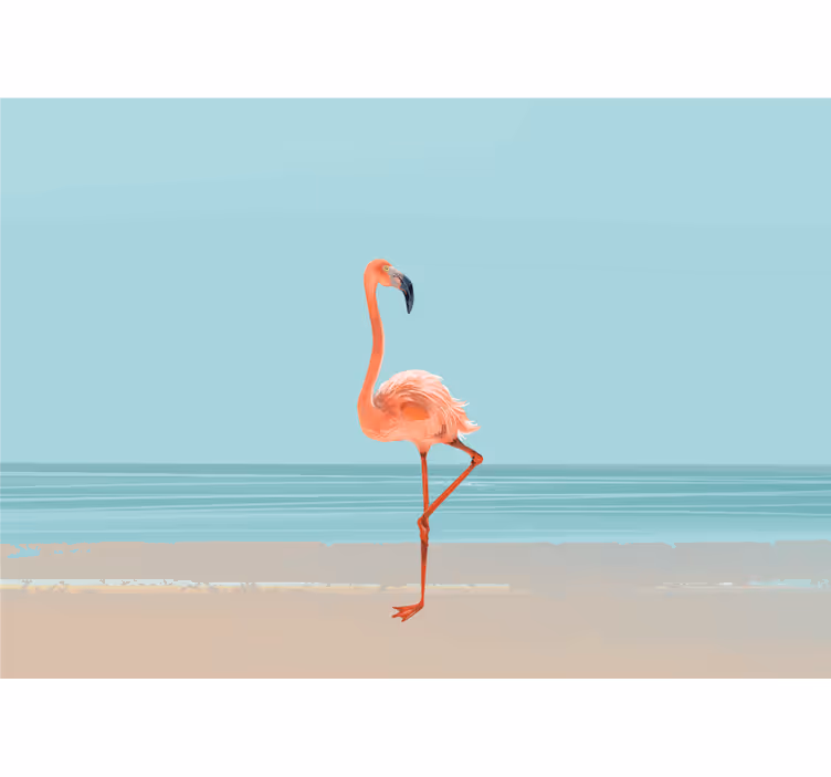 Mural de mar flamingo de la costa - TenVinilo