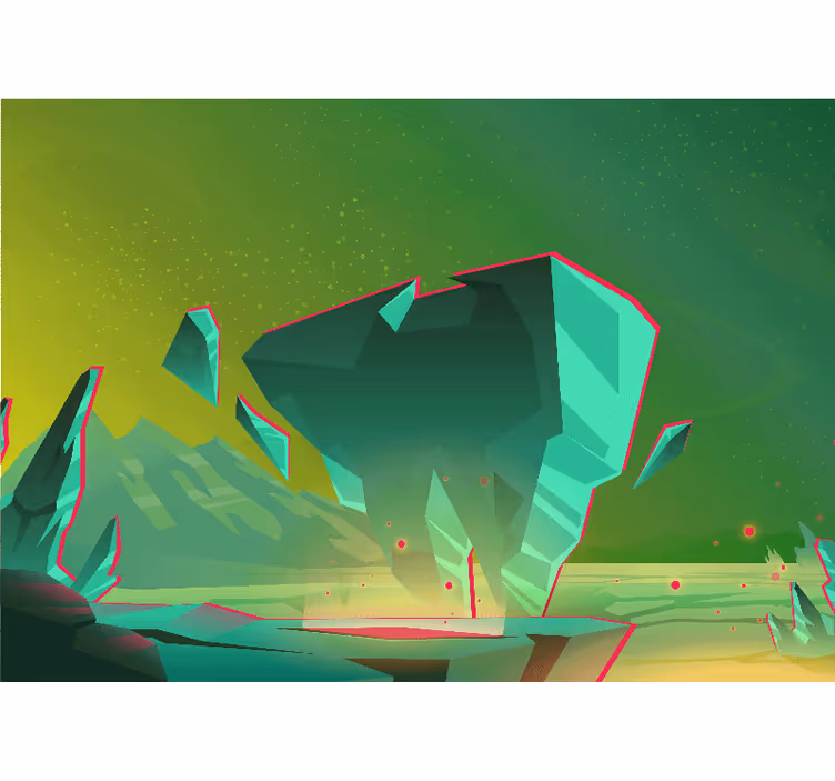 Mural abstracto formas geométricas verdes - TenVinilo