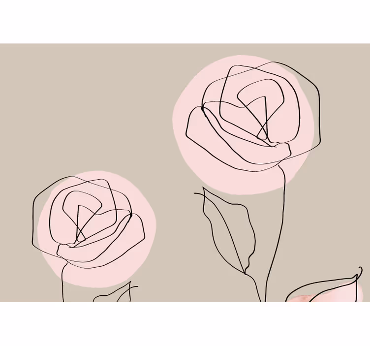 Mural de flores arte lineal de rosas - TenVinilo