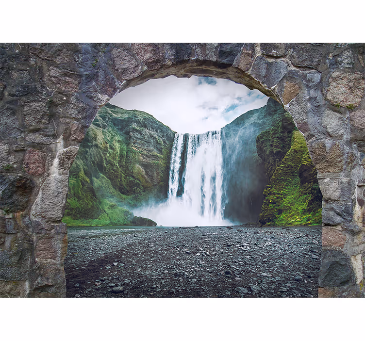 Mural de cascada vista de cascada majestuosa - TenVinilo