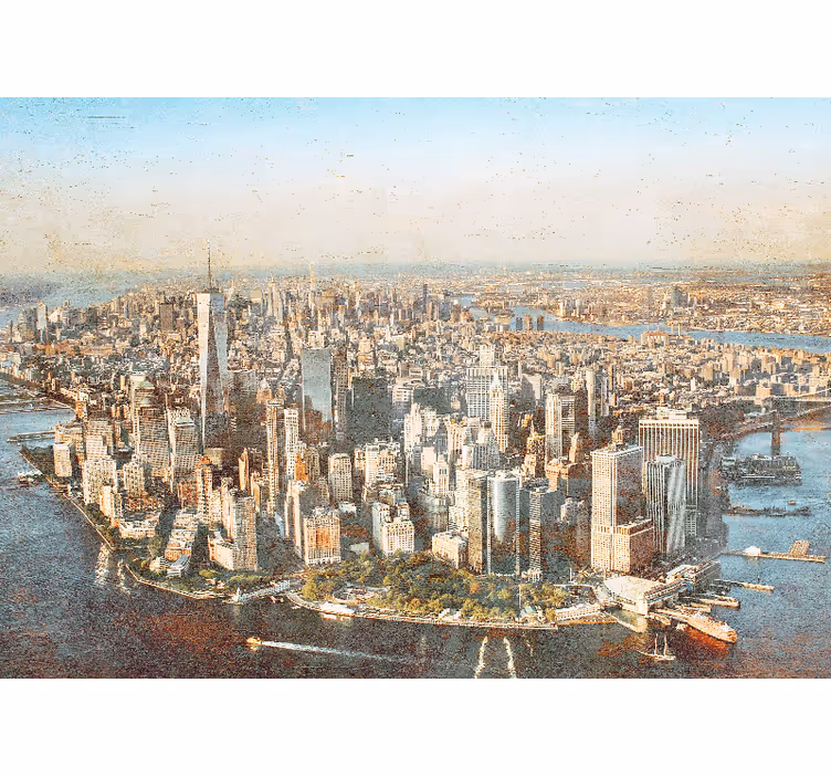 Mural ciudad vista aérea de manhattan - TenVinilo