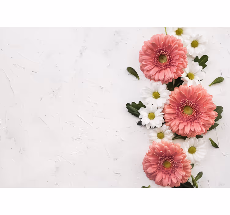 Fotomural flores Flores de margarita rosa 3d - TenVinilo
