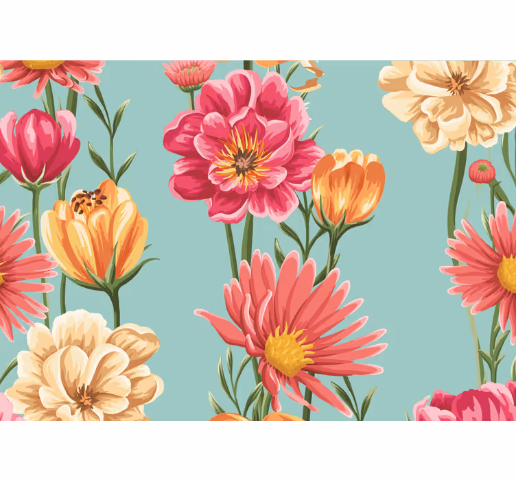 Mural de flores composición de flores coloridas - TenVinilo