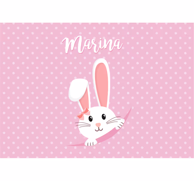 Fotomural para bebés Lindo conejito para niña con nombre - TenVinilo