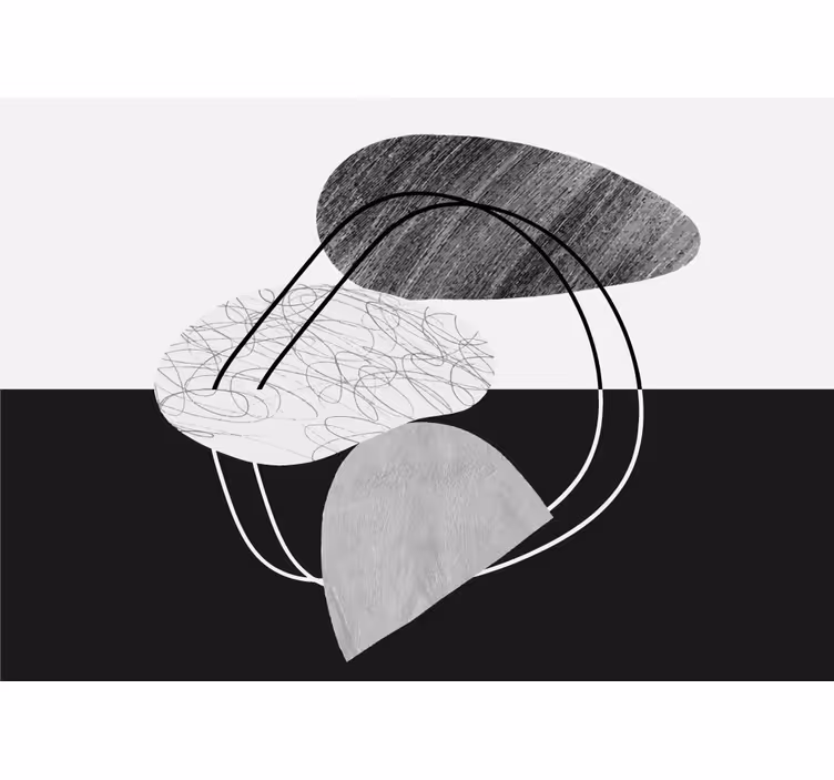 Mural abstracto formas geométricas monocromas - TenVinilo