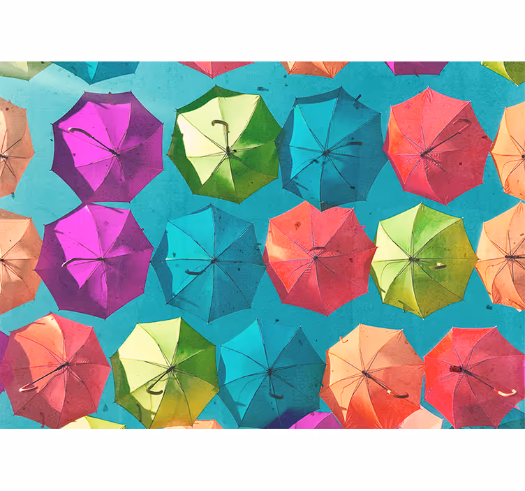 Mural para salón Decoración de sombrillas de colores surtidos - TenVinilo