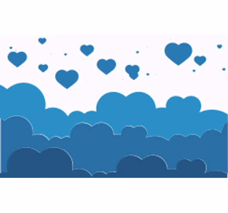Mural de amor nubes y corazones - TenVinilo