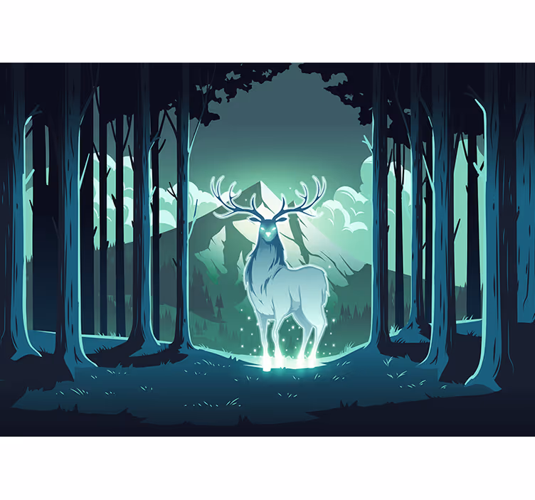 Mural de animales ciervo majestuoso en el bosque - TenVinilo