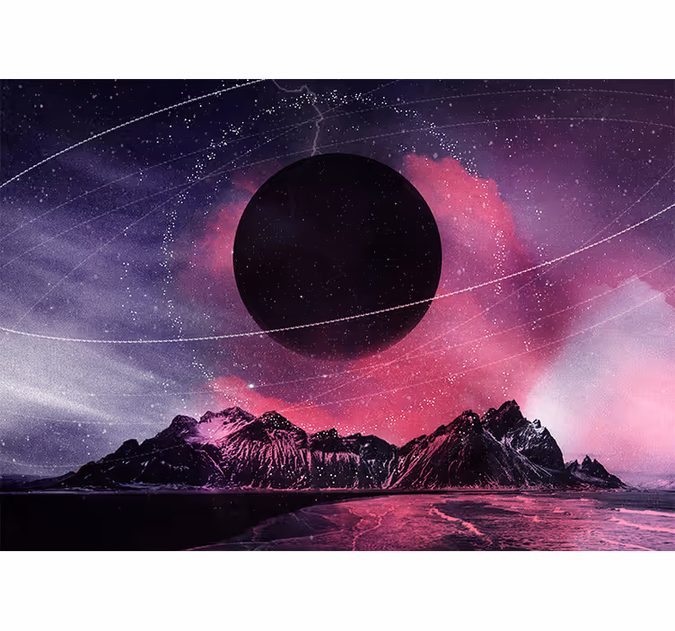Mural del espacio planeta negro cósmico - TenVinilo