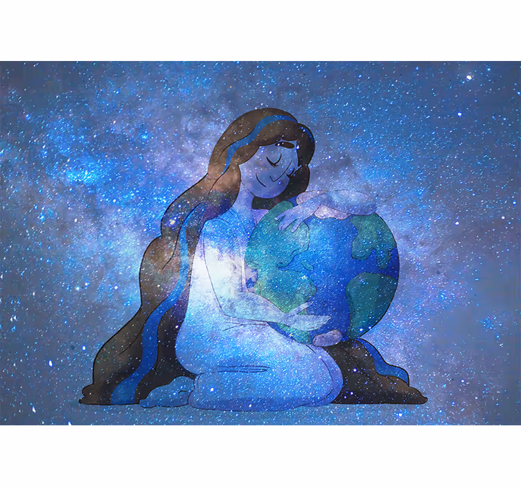 Mural del espacio abrazando el planeta tierra - TenVinilo