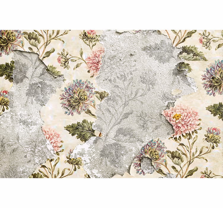 Fotomural flores Flores beige vintage - TenVinilo