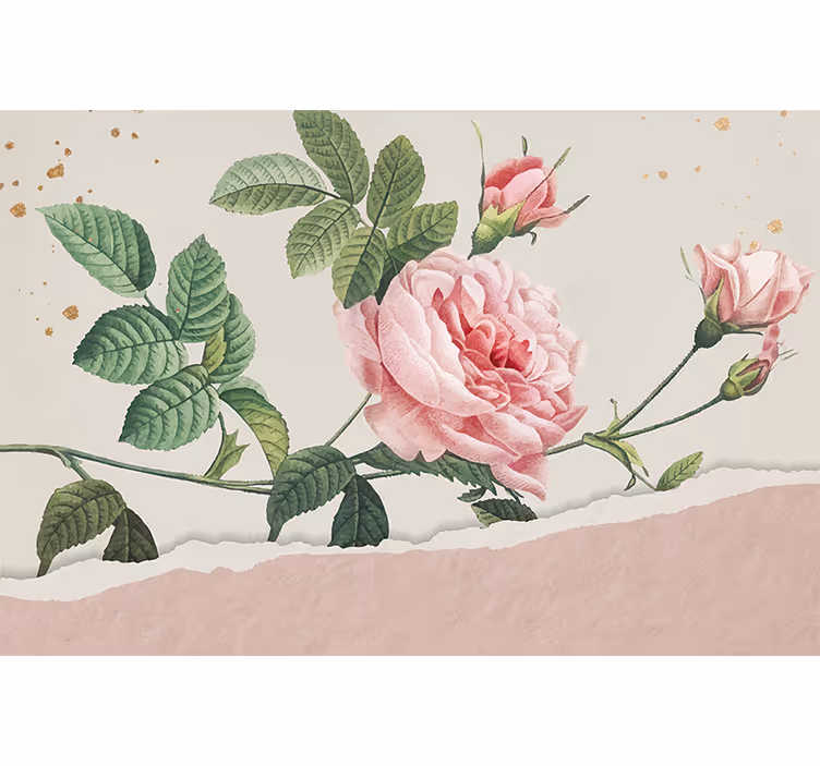Mural de flores ramo de rosas rosas - TenVinilo