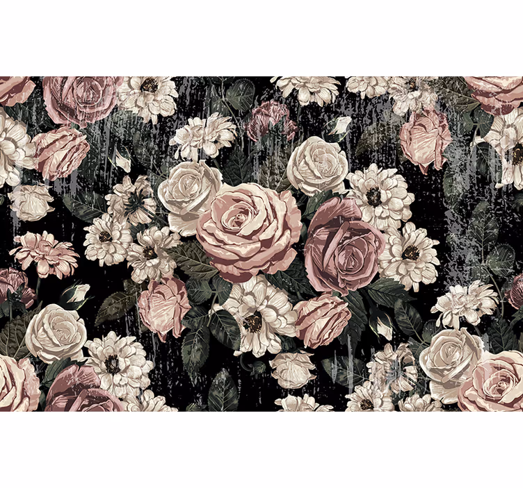 Mural de flores estallido floral vintage - TenVinilo