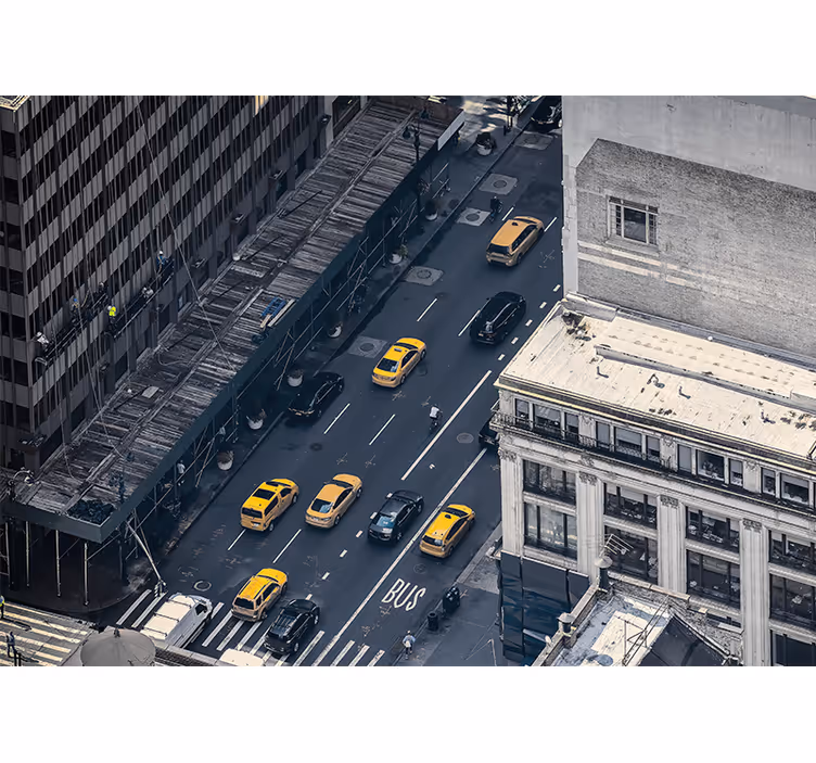 Mural New York taxis amarillos ocupados - TenVinilo