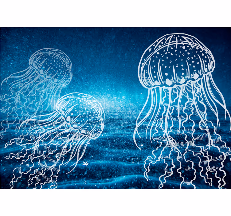 Mural baño danza elegante de las medusas - TenVinilo