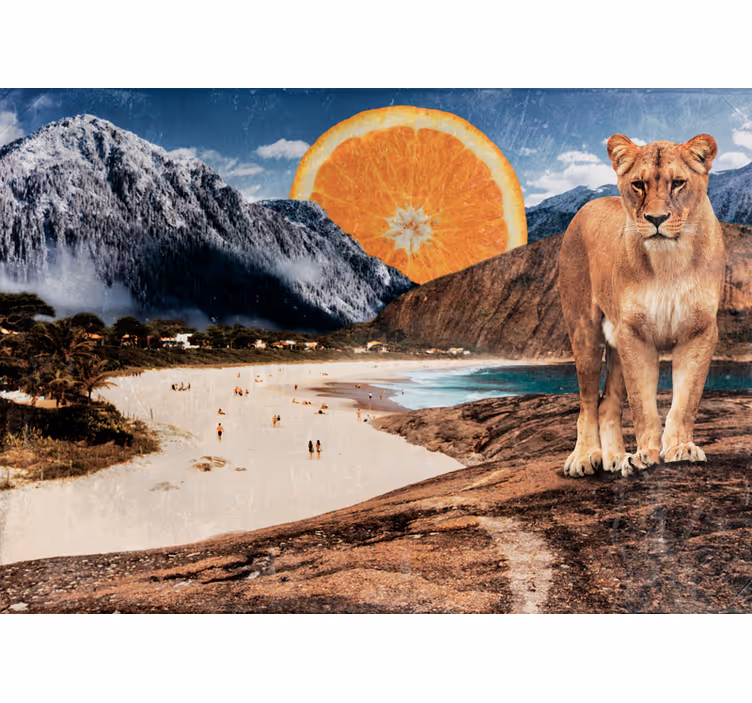 Mural leones Paisaje surrealista - TenVinilo