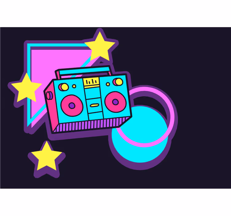 Mural de música elementos de retro boombox - TenVinilo