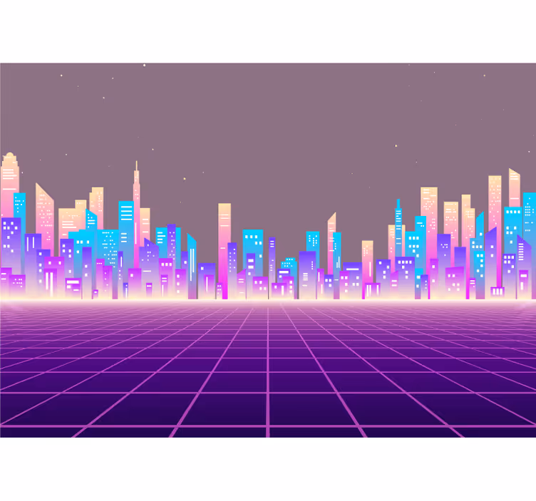 Mural ciudad horizonte de ciudad futurista - TenVinilo