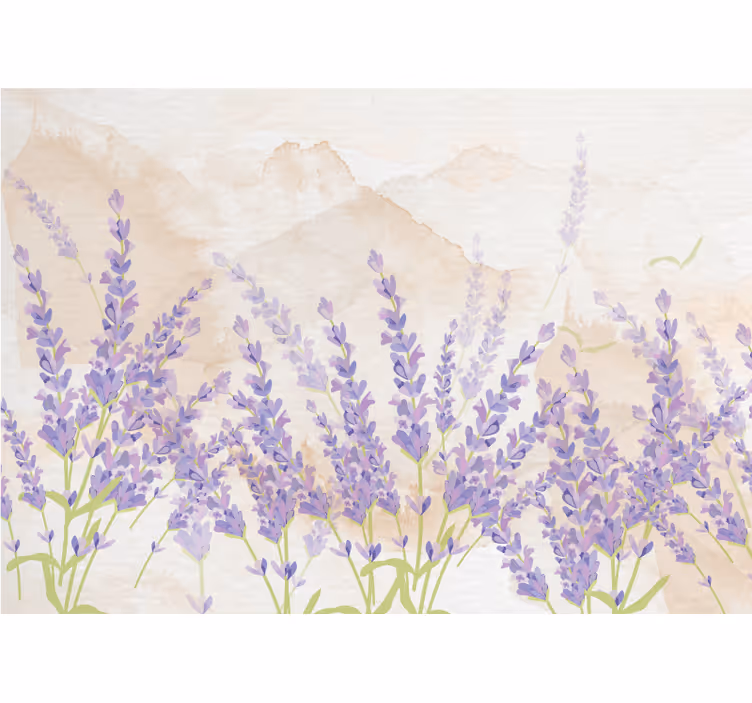 Fotomural flores Pintura provenzal acuarela lavanda - TenVinilo