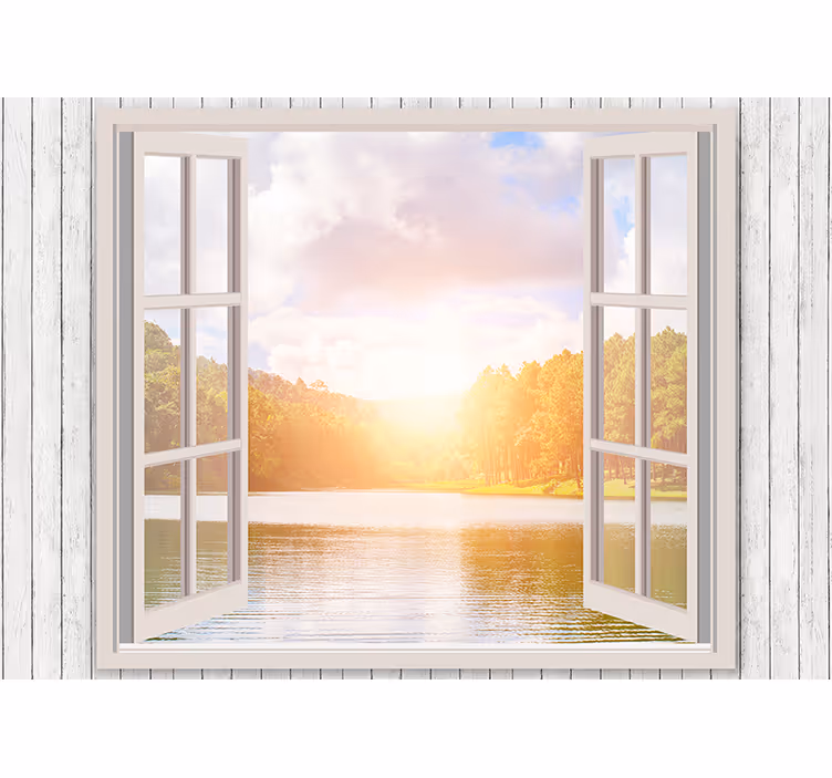 Mural de naturaleza amanecer sobre el lago - TenVinilo