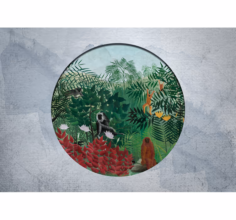 Mural de selva escena vibrante de jungla - TenVinilo