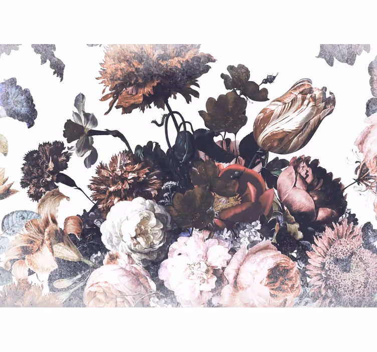 Mural de flores diseño de arreglos florales - TenVinilo
