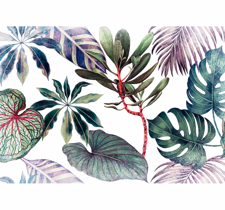 Mural de naturaleza arreglo de follaje tropical - TenVinilo