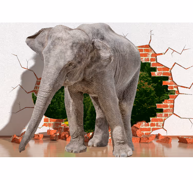 Fotomural animale Pared de elefante gigante modelo 3d - TenVinilo