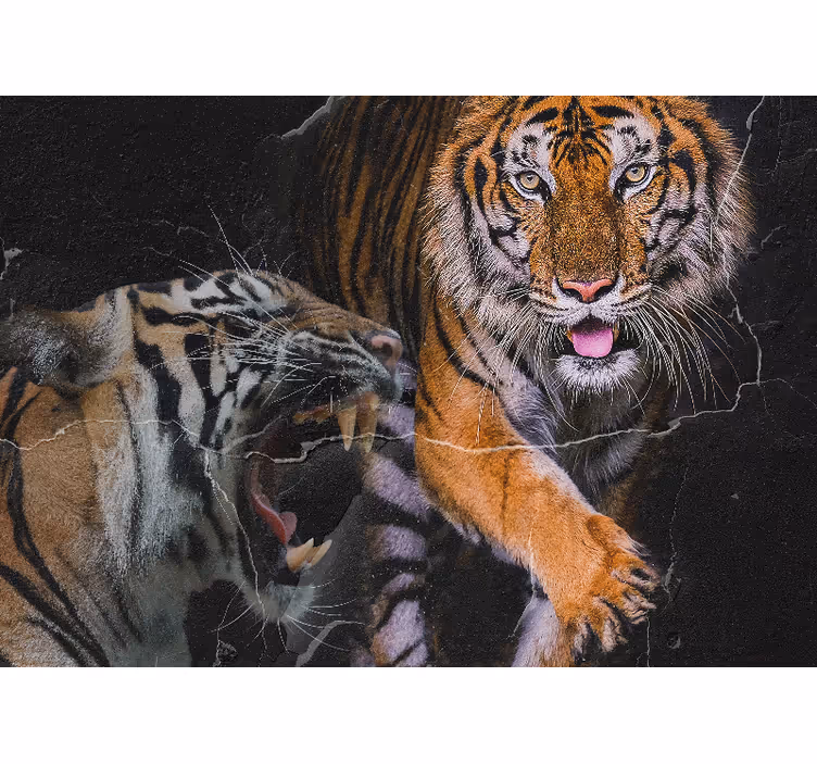 Mural de animales encuentro con el tigre majestuoso - TenVinilo