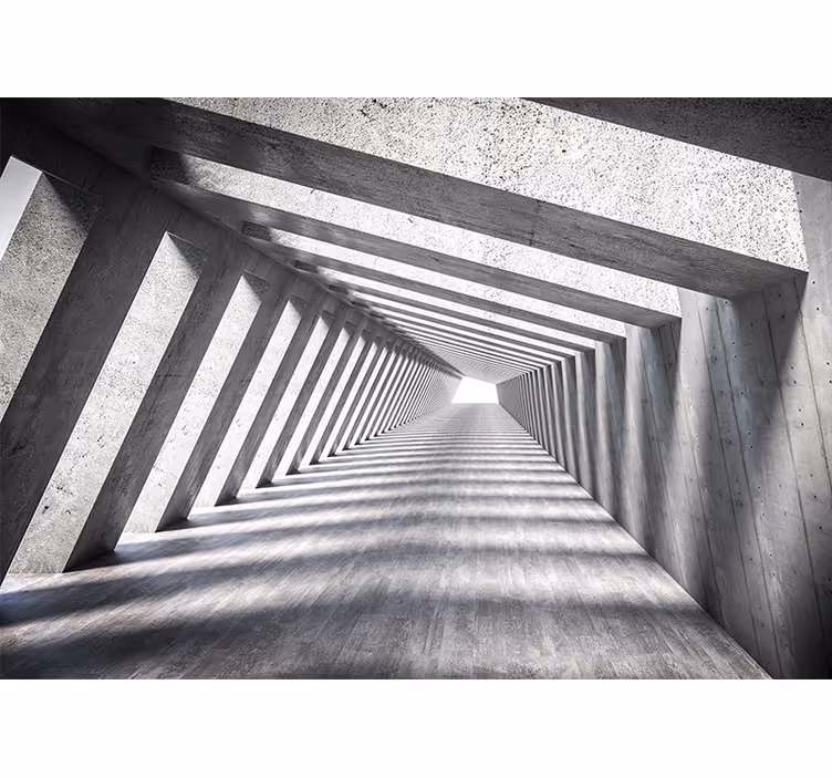 Mural abstracto perspectiva de túnel geométrico - TenVinilo