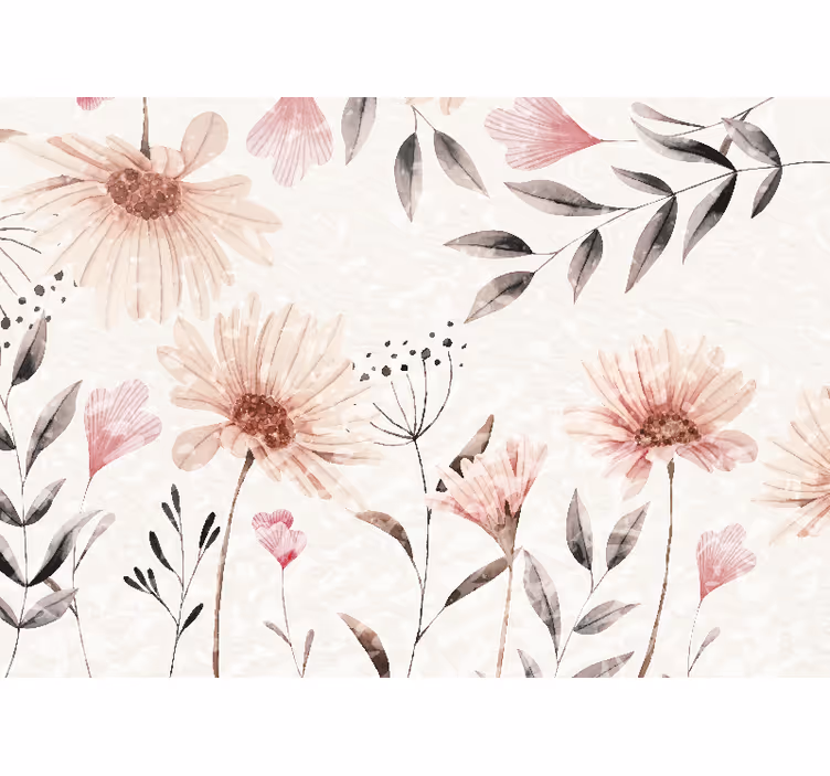 Mural para salón Acuarela flores fabulosas - TenVinilo