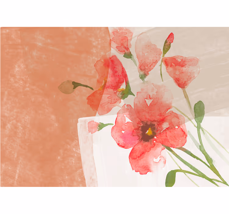 Mural de flores diseño acuarela floral - TenVinilo