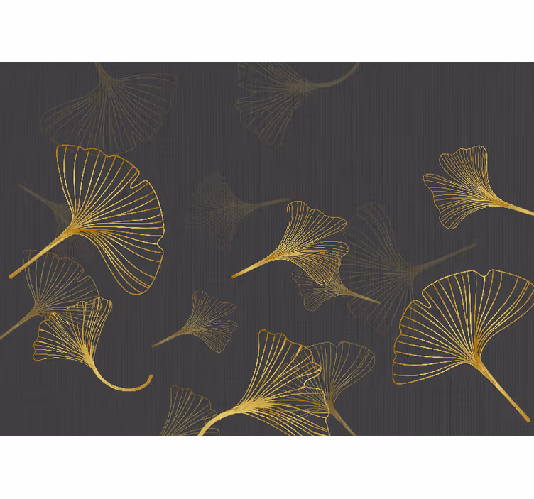 Fotomural retro Ginko dorado hojas de oro - TenVinilo