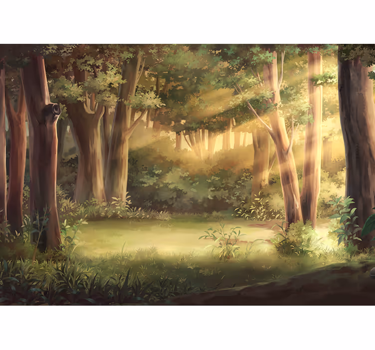 Mural de naturaleza paisaje boscoso soleado - TenVinilo