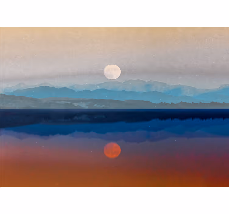 Mural de paisajes reflejo del atardecer en montaña - TenVinilo