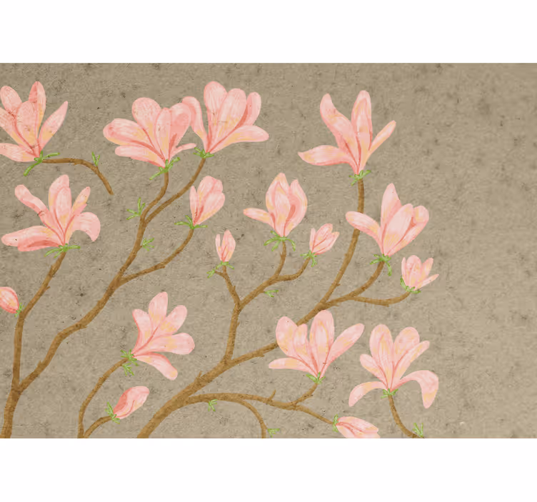 Mural de flores en magnolias rosas - TenVinilo