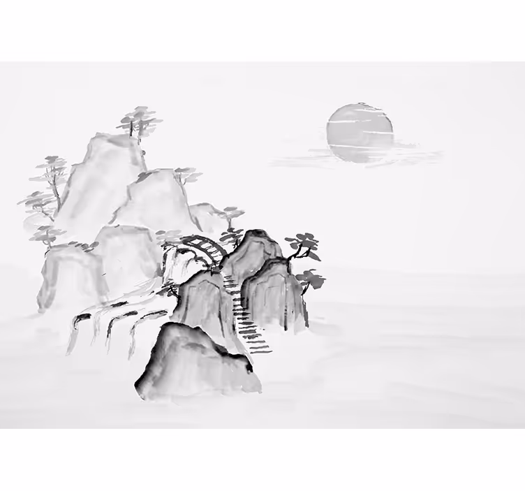 Mural zen paisaje montañoso - TenVinilo