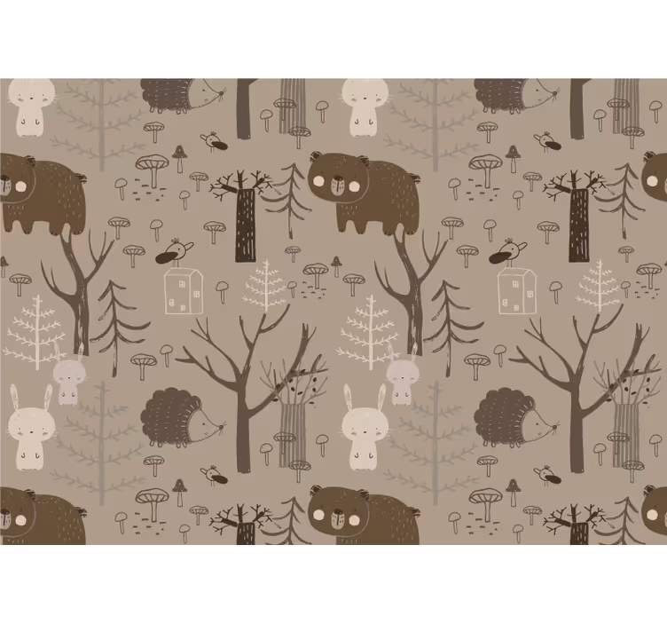 Mural de animales juego de criaturas del bosque - TenVinilo
