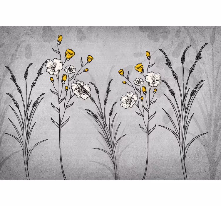 Mural de flores dibujos florales vintage - TenVinilo