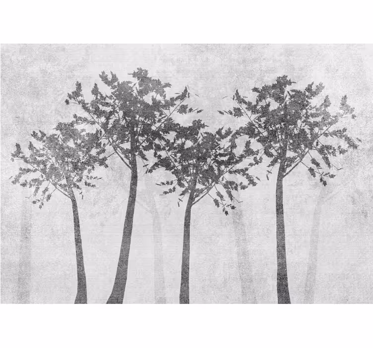 Mural de árboles disposición de árboles en silueta - TenVinilo