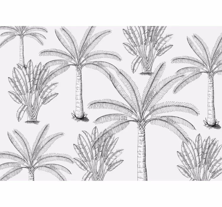 Mural para salón Palmeras en blanco y negro - TenVinilo