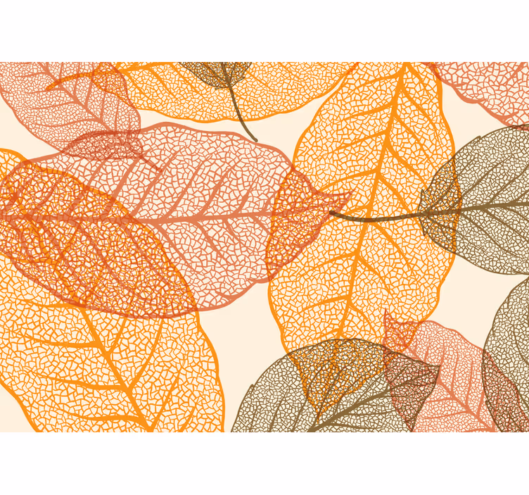 Mural para salón Hojas de otoño artísticas naranjas - TenVinilo