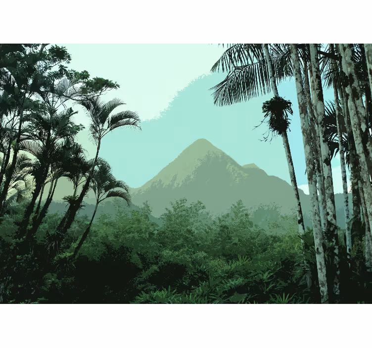 Mural de bosque vista de la selva montañosa - TenVinilo