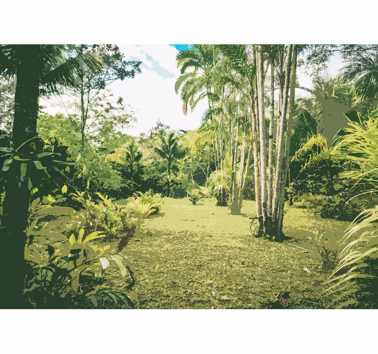 Mural de selva paisaje tropical exuberante - TenVinilo