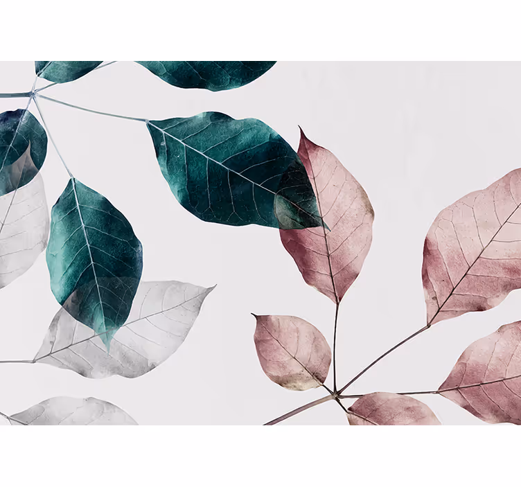 Fotomural naturaleza Ramas de árboles minimalistas con hojas - TenVinilo